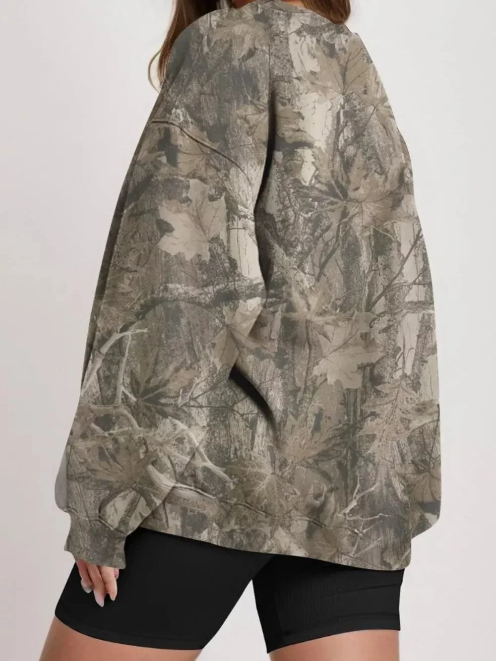 Oversized Printed Crew Neck Sweatshirt